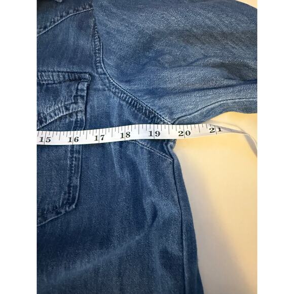 GAP Cotton Chambray Dress M Western Snap Cottagecore Cowgirl Style - Picture 6 of 10